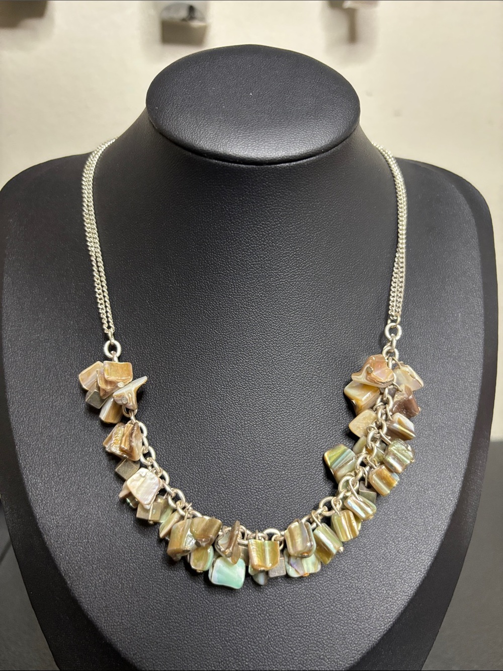 Kenneth Cole Gold-Toned Irregular Shell Cluster Necklace in Brown Green Beachy